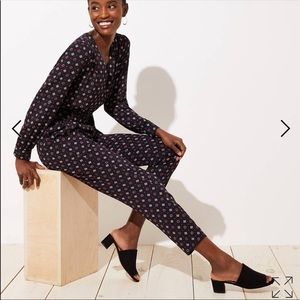 Loft Navy Bejeweled Pattern Jumpsuit